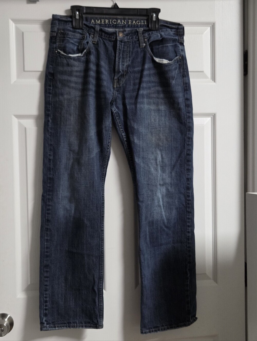 EUC - American Eagle Outfitters Men's Blue Straight Jeans with Faded Wash 34x32